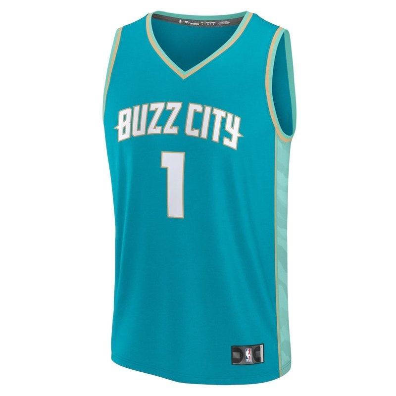 LaMelo Ball Charlotte Hornets Fanatics Branded unisex 23/24 Fast Break NBA Jersey - Teal - City Edition - Image 2
